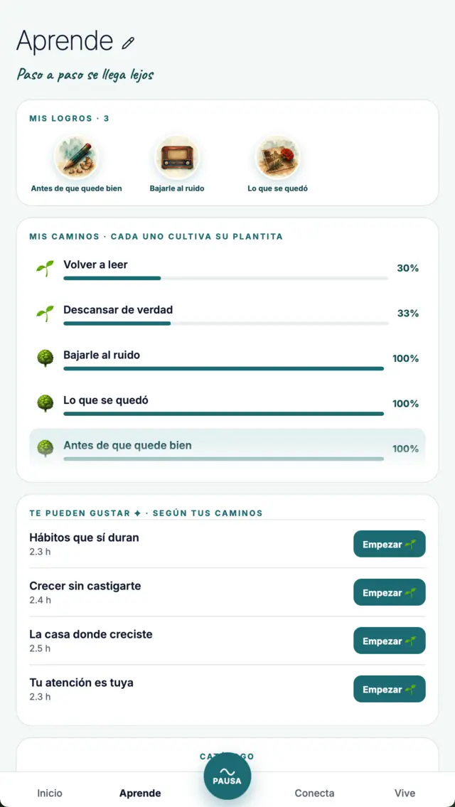 Aprende: tus caminos con su avance y tus logros en acuarela