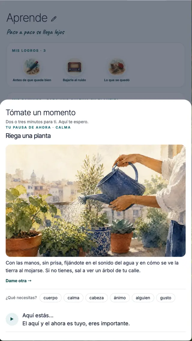 Una pausa de Flow: riega una planta, dos minutos para ti